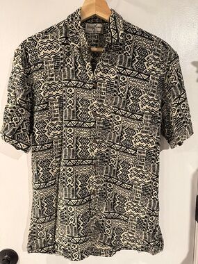 Kenny Flowers Men’s Black & Cream Printed Short Sleeve Shirt